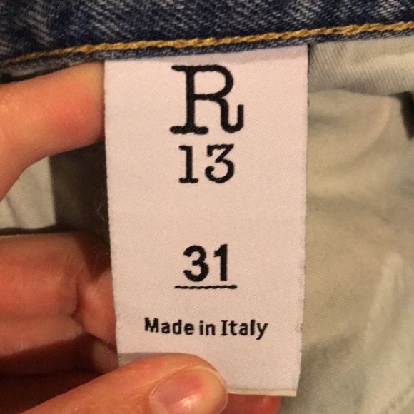 R13 Wide Leg Cross Over Denim Jeans - Picture 11 of 14